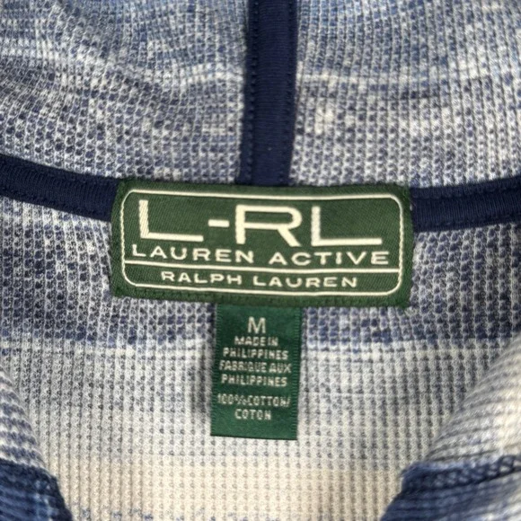 Lauren Ralph Lauren Sweater Women M Hoodie Striped Lightweight Knit Top Vintage - Picture 6 of 10